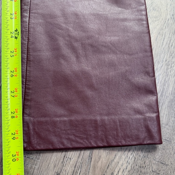 Laundry By Shelli Segal Burgundy Vintage Leather Flare Bootcut Pants - Size 4 - Picture 8 of 13